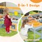 Natural Fir Wood Play Kitchen with Kids Picnic Table and Built-in Bench for Outdoor Fun